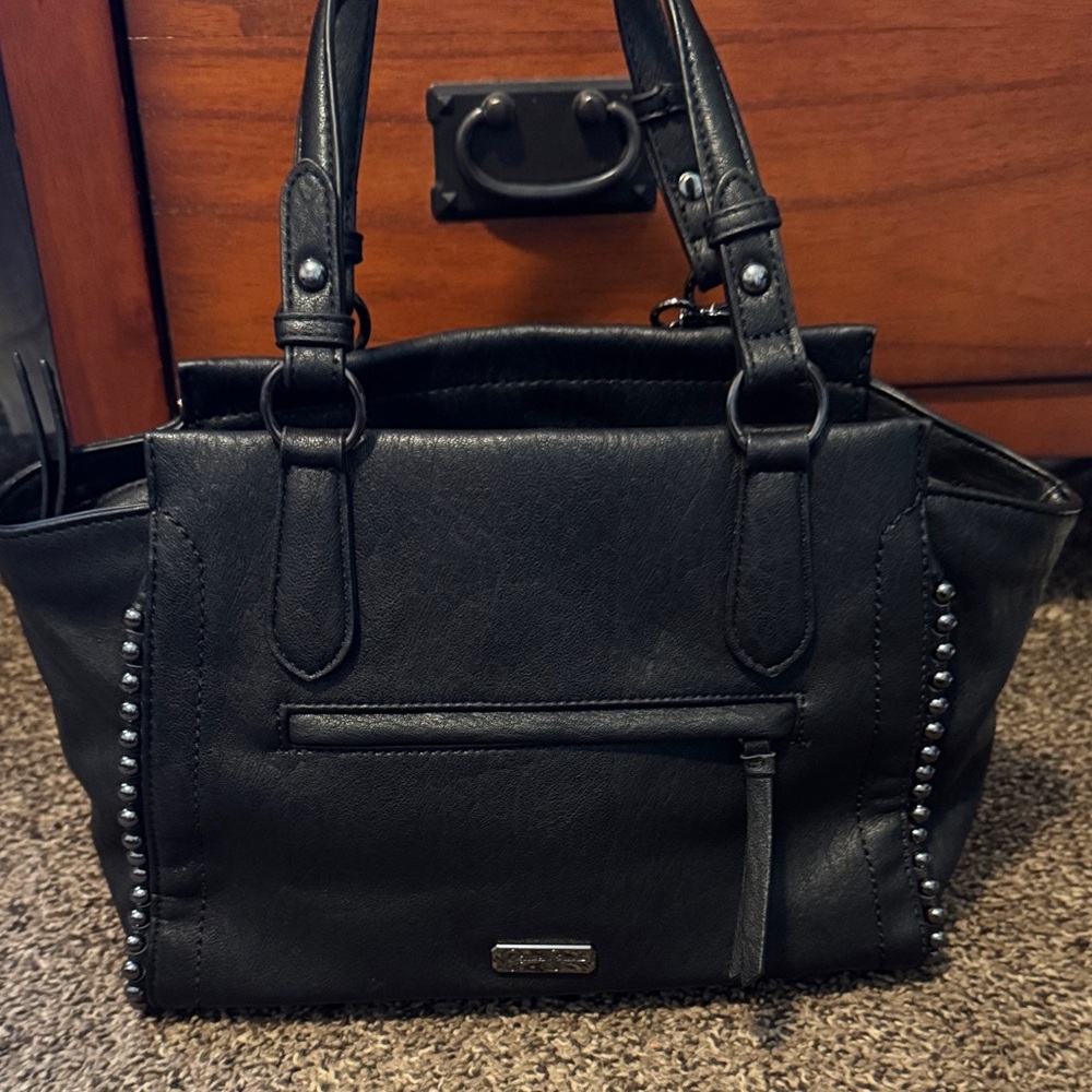Jessica Simpson Black Studded Satchel